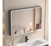 ZFGOJNBH Armadietto per medicinali con Luce a LED e Specchio, Moderno armadietto con Specchio antiappannamento da Parete in Alluminio, armadietto per medicinali con Specchio da Bagno a LED e Specchio
