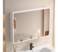 ZFGOJNBH Armadietto per medicinali con Luce a LED e Specchio, Moderno armadietto con Specchio antiappannamento da Parete in Alluminio, armadietto per medicinali con Specchio a LED per Bagno con specc