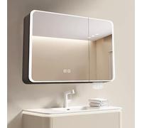 ZFGOJNBH Armadietto per medicinali in Alluminio con luci a LED antiappannamento, Specchio per Il Trucco con Spazio per Il Bagno, Organizer per armadietto per medicinali da Parete, Retro dello specchi