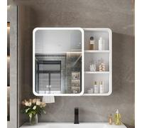 ZFGOJNBH Mobiletto con Specchio Illuminato per Il Bagno, mobiletto con Specchio Rettangolare per Il Bagno, Funzione di rimozione della Nebbia con Un clic, mobiletto per medicinali per Il Bagno con ma