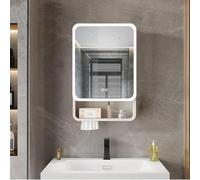 ZFGOJNBH Mobiletto con Specchio per Il Bagno, mobiletto con Specchio Rettangolare per Il Bagno, Pulsante Touch Intelligente, Cerniera silenziosa, mobiletto con Specchio Illuminato per Il Bagno con Fu