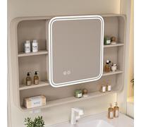 ZFGOJNBH Mobiletto da Parete in Lega di Alluminio per Bagno, Specchio da Bagno con Contenitore, armadietto per medicinali antiappannamento con Specchio, Moderno armadietto per medicinali Intelligente