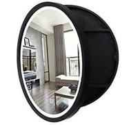 ZFGOJNBH Mobiletto per Bagno Moderno con Specchio Rotondo a LED - Montaggio a Parete con Cornice in Legno Smart Touch - Ampio Spazio di archiviazione - Nero - Elegante mobiletto per medicinali da 70
