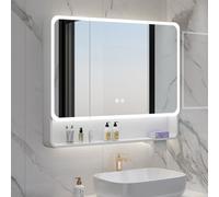 ZFGOJNBH Mobiletto per medicinali Intelligente in Alluminio Moderno, mobiletto per medicinali con Specchio da Bagno con luci, mobiletto per Specchio da Bagno antiappannamento con ripiano Aperto, mobi