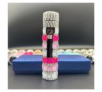 Zfgsyxb Accendini elettrici con strass Accendino USB ricaricabile, accendini al plasma a doppio archi antivento, sigaro fresco per ragazze e donne (Color : Gradient pink)