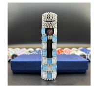 Zfgsyxb Accendini elettrici con strass Accendino USB ricaricabile, accendini al plasma a doppio archi antivento, sigaro fresco per ragazze e donne (Color : Lake blue and white)