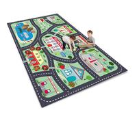 ZFHNYJWKL Tappeto Macchinine per Bambini, Gioco per la Camera, Con Strade, per Ragazze e Ragazzi, Antiscivolo e Lavabile (D,100X160CM)