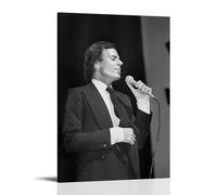 ZFHSFZ Julio Iglesias - Tela per pittura a olio, decorazione da parete, impermeabile, per bagno, cucina, dormitorio, poster staccabile, nessun residuo, facile da pulire, 60 x 90 cm, con cornice