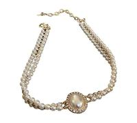 ZFHTJEKNCS Cheongsam collarino a collo a collo stile coreano Collana da donna Collana Orecchietti per orecchietti Perle Macbeth