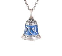 ZFHTJEKNCS Ciondolo a campana mantra a sei caratteri Guochao retrò retro blu appendibile appendibile collana etnica personalizzata alla moda per uomini