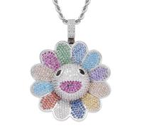ZFHTJEKNCS Collana Colorata di Girasole Takashi Murakami con fiori micro-pavate, intera, rotabile, disponibile