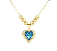 ZFHTJEKNCS Collana Cuore Ocean Love Luce Lusso Donna Temperamento Cento-Torri Ciondolo a Cuore Lucky Charm Catena completa a clavicola