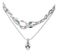 ZFHTJEKNCS collana per ragazze della Casa catena a doppio strato della clavicola, design di piccoli gruppi, occhi chiusi nel verde.