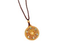 ZFHTJEKNCS Metodo Antico Virale, filigrana, Otto tesori, Bussola, Ruyi quattro in uno, catena, sabbia, oro, lavoro pesante a disco rotondo, collana