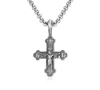 ZFHTJEKNCS Pendente a croce Vintage europea e americana per uomini e donne Collana in acciaio in titanio Catena versatile per maglioni Pronto per confini Lunga