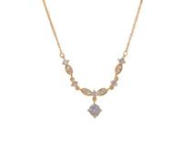 ZFHTJEKNCS Viral Nine Fire Purple Super Immortal Collana Donna Pink Square Square Zircon Tassel