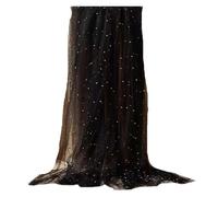 ZFIHAV 3 Pezzi Runner da Tavolo in Tulle tovaglia di Tulle Perlato Tessuti for Velo da Sposa for Decorazioni for la tavola da Dessert con Arco Nuziale(Black,75x200cm)