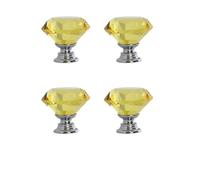 ZFIHAV 4 pomelli con diamante in cristallo giallo trasparente Per Credenze, Mobile Bagno