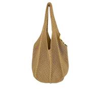 ZFIHAV Borsa Da Spiaggia Beach Bag Women Crochet Tote Mesh Large Capacity Fashion Knitted Shoulder Solid Color Simple Shopping for Travel(Lightbrown)