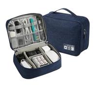 ZFIHAV Borsa Organizer Per Cavi Borsa da viaggio digitale separata multifunzionale e di grande capacità 2 pezzi. for cavo dati mobile. for banca potere(Deep blue)