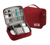 ZFIHAV Borsa Organizer Per Cavi Borsa da viaggio digitale separata multifunzionale e di grande capacità 2 pezzi. for cavo dati mobile. for banca potere(Red)