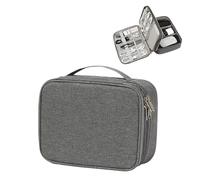 ZFIHAV Borsa Organizer Per Cavi Borsa for la conservazione del caricatore della linea dati portatile Organizzatore for cavi da viaggio for dei impermeabile(Double layer grey)