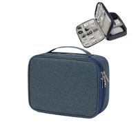 ZFIHAV Borsa Organizer Per Cavi Borsa for la conservazione del caricatore della linea dati portatile Organizzatore for cavi da viaggio for dei impermeabile(Double layer Blue)