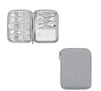ZFIHAV Borsa Organizer Per Cavi Custodia for kit da viaggio 2 pezzi for cavo dati USB auricolare penna a filo Power Bank custodia digitale accessori elettronici organizzatore(Small Gray)