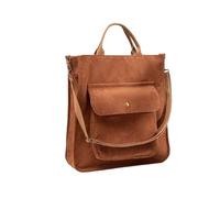 ZFIHAV Borsa Tote In Velluto A Coste Borsa a tracolla in velluto a coste for donna, borse a, a mano, borsa da scuola con fibbia in metallo resistente, a Per L'Università(Brown)