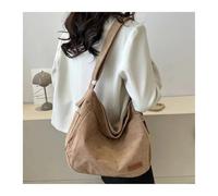 ZFIHAV Borsa Tote In Velluto A Coste Borsa a tracolla in velluto a coste, grande capacità, for studenti, da donna, semplice e versatile, con una sola spalla Per L'Università(Khaki)