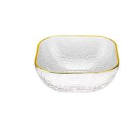 ZFIHAV Insalatiere Ciotola di vetro quadrata Semplicità moderna Contenitore for alimenti for la casa in tinta unita Frutta Yogurt Verdure Insalata Gelato Ciotole da dessert(Gold Large)