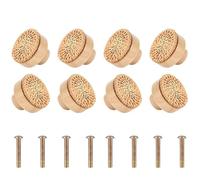 ZFIHAV Pomello In Rattan Per Mobili Kit di 1/2/4/6/8 pomelli for cassetti in legno rattan, maniglie decorative rotonde for mobili, for intrecciate multiuso for comodini Per Porta(Yellow 8Piece)