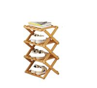 ZFIHAV Scarpiera Pieghevole 2 pz 4/5 Livello Scarpe Pieghevoli Scaffale in legno Semplice Scarpiera for Uso Domestico Retrattile Multifunzionale Rack di Stoccaggio Risparmia Spazio(4 Layers)