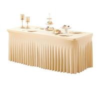 ZFIHAV Tovaglia Per Banchetti Tovaglia rettangolare in fibra di poliestere da matrimonio for eventi compleanno Natale Decorazioni for banchetti Sala pranzo a casa(Champagne,4ft)