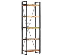 ZfiPhranillus 60 x 30 x 180 cm, libreria in legno vecchio, 5 scomparti, telaio in acciaio, design industriale sottile e alto