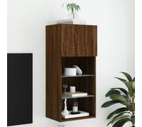 ZfiPhranillus Mobile TV con LED, effetto rovere, 40,5 x 30 x 90 cm, materiale in legno e vetro, illuminazione RGB, design moderno, per soggiorno