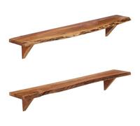 ZfiPhranillus Set di 2 scaffali da parete, 110 x 20 x 18 cm, in legno massello di acacacia, design moderno e robustezza, per soggiorno, camera da letto, corridoio