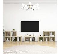 ZfiPhranillus Set di 8 mobili per TV, in legno di rovere Sonoma, 37 x 35 x 37 cm e 72 x 35 x 36,5 cm, moderna credenza con spazio e flessibile per soggiorno, corridoio e camera da letto
