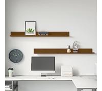 ZfiPhranillus Set di mensole da parete marrone miele, 110 x 11 x 9 cm, in legno massello di pino moderno, robuste tavole da parete per soggiorno, corridoio e camera