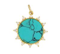 ZFISH Ciondolo a forma di cuore rotondo in madreperla naturale, elegante e alla moda, in agata e malachite, accessori per collane fai da te M30-M300003.0m1-Turchese