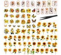 ZFKXGS 180PZ Adesivi Fiori Girasole Tema Giallo Farfalla Scrapbooking Stickers Trasparente PET Washi Aesthetic Scrapbooking Accessori Bullet Journal Kit per Fai da Te Materiale Diario Album Calendario