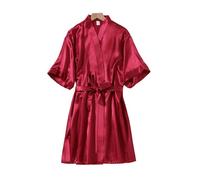 ZFLBDBG Abiti da Mattina Abito Sposa per Donne, Seta di Nozze, Festa Compleanno, Camicia Notte, Rosso, Sposa, Damigelle, Pigiami Ghiaccio-Vino Rosso Senza Parole-m 160 Peso Consigliato (80-100 Ca
