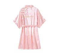 ZFLBDBG Abiti da Mattina Abito Sposa per Donne, Seta di Nozze, Festa Compleanno, Camicia Notte, Rosso, Sposa, Damigelle, Pigiami Ghiaccio-Rosa Senza Parole-m 160 Peso Consigliato (80-100 Catties)