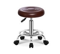 ZFLHIOR Sgabello Girevole Girevole per Bellezza con Ruote e poggiapiedi, Altezza Regolabile in Pelle, Sedia da Bar per Ufficio, Salone Spa, Tatuaggi