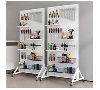 Zfmnoyev 1 Espositore Con Pannello Forato Su Ruote, Torre Portaoggetti In Metallo Con 20 Ganci, Organizzatore Mobile Per Utensili Per Decorazioni E Stoccaggio(Bianco,80x40x100 cm)