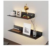 Zfmnoyev 1 Mensola Sospesa Con Luci A LED, Libreria Luminosa In Lega Di Alluminio Con Trasformatore Integrato, Mensole Da Parete Per Riporre Oggetti Decorativi, Per Casa, Camera Da Letto(60x22x6 cm)