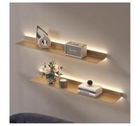Zfmnoyev 1 Mensola Sospesa Con Striscia Luminosa A LED, Libreria Da Parete In Lega Di Alluminio, Espositore Luminoso, Per Soggiorno, Camera Da Letto, Bagno, Cucina(Gold,50x20x5.5 cm)