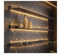 Zfmnoyev 1 Mensola Sospesa Con Striscia Luminosa A LED, Libreria Da Parete In Lega Di Alluminio, Espositore Luminoso, Per Soggiorno, Camera Da Letto, Bagno, Cucina(nero,180x20x5.5 cm)