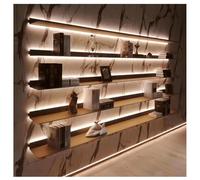 Zfmnoyev 1 Mensola Sospesa In Lega Di Alluminio Con Luci A LED, Mensole Luminose Da Parete, Espositore Decorativo Moderno, Per Bagno, Camera Da Letto, Ufficio, Soggiorno(Gold,120x23x6 cm)