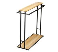 Zfmnoyev Appendiabiti Da Terra In Metallo Con Ripiani, Doppia Asta Appendiabiti Resistente, Portascarpe, Borse E Vestiti, Per Boutique, Casa O Negozio(Natural,120x50x140 cm)